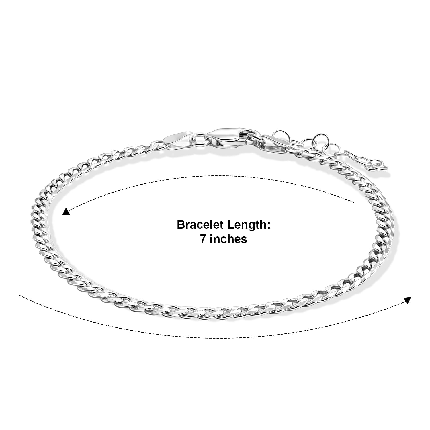 3.5mm Grumeta Super Flat Light Chain Bracelet in Sterling Silver (7.00 In) 2.45 Grams