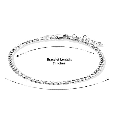 3.5mm Grumeta Super Flat Light Chain Bracelet in Sterling Silver (7.00 In) 2.45 Grams