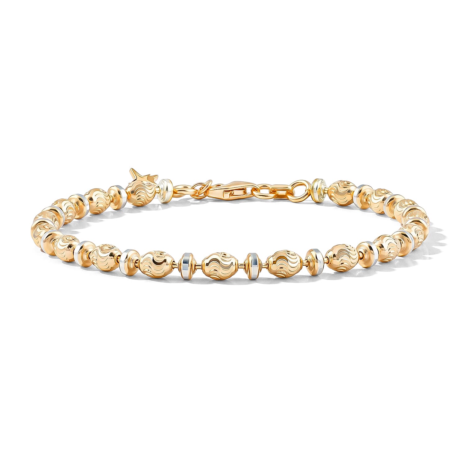 Italian 0.6mm Saturno Chain Bracelet in 14K YG Over and Sterling Silver (7.00 In) 5.30 Grams