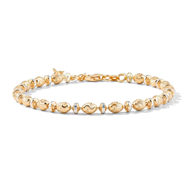 Italian 0.6mm Saturno Chain Bracelet in 14K YG Over and Sterling Silver (7.00 In) 5.30 Grams