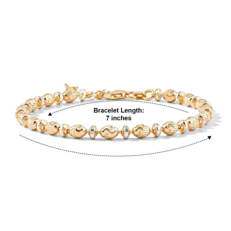 Italian 0.6mm Saturno Chain Bracelet in 14K YG Over and Sterling Silver (7.00 In) 5.30 Grams