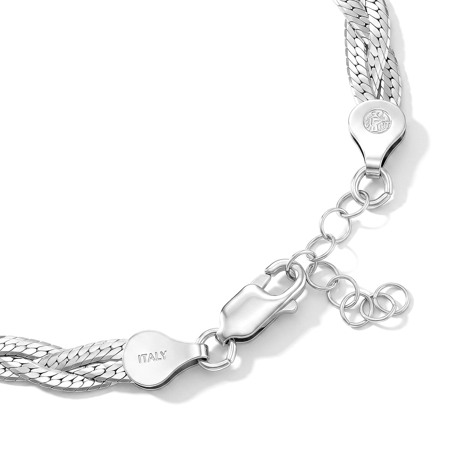 2mm Braided Chain Bracelet in Rhodium Over Sterling Silver (7.00 In) 4.05 Grams