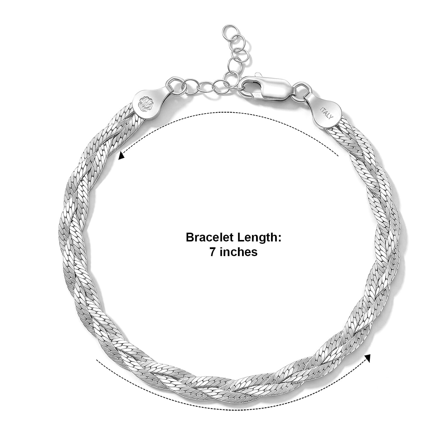 2mm Braided Chain Bracelet in Rhodium Over Sterling Silver (7.00 In) 4.05 Grams