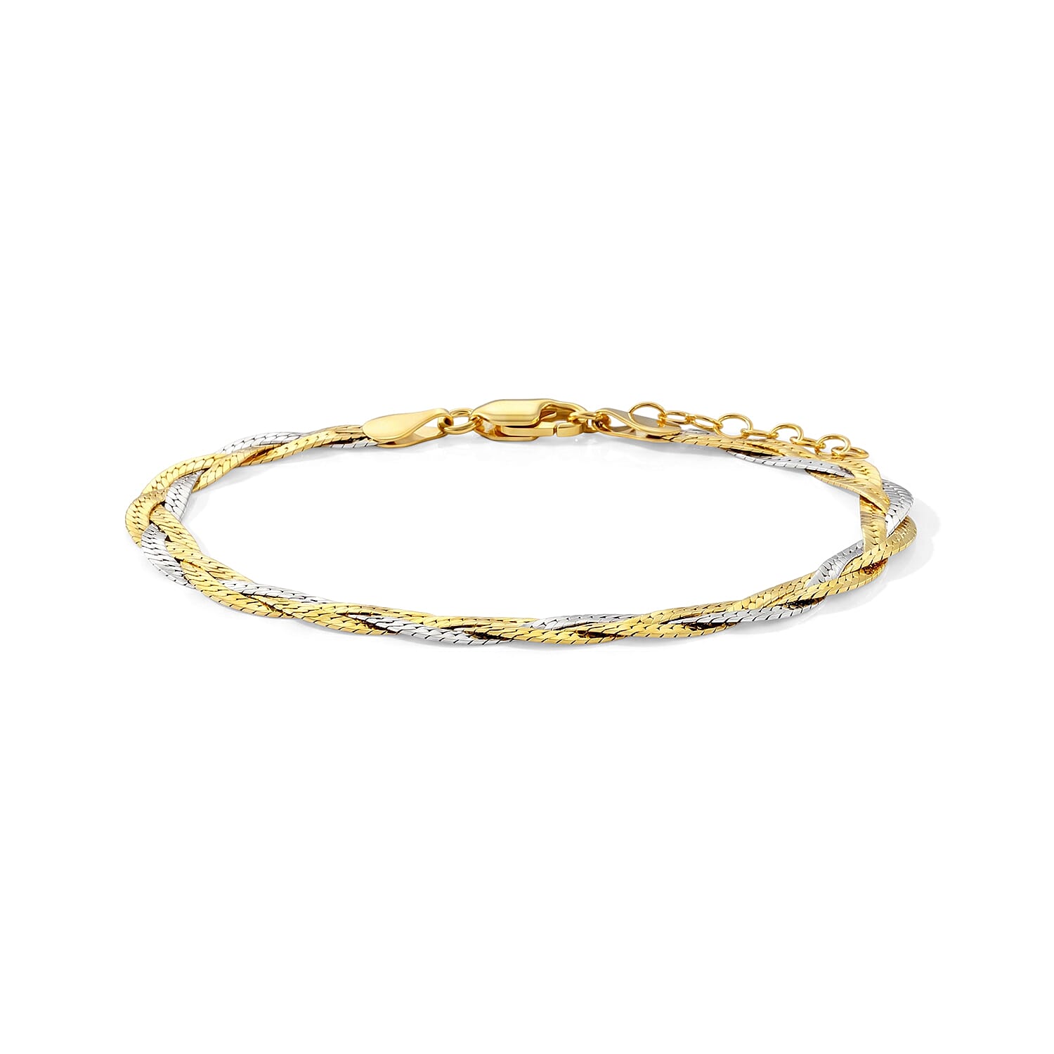 Italian 2mm Braided Chain Bracelet in 14K YG Over and Sterling Silver (7.00 In) 4.05 Grams