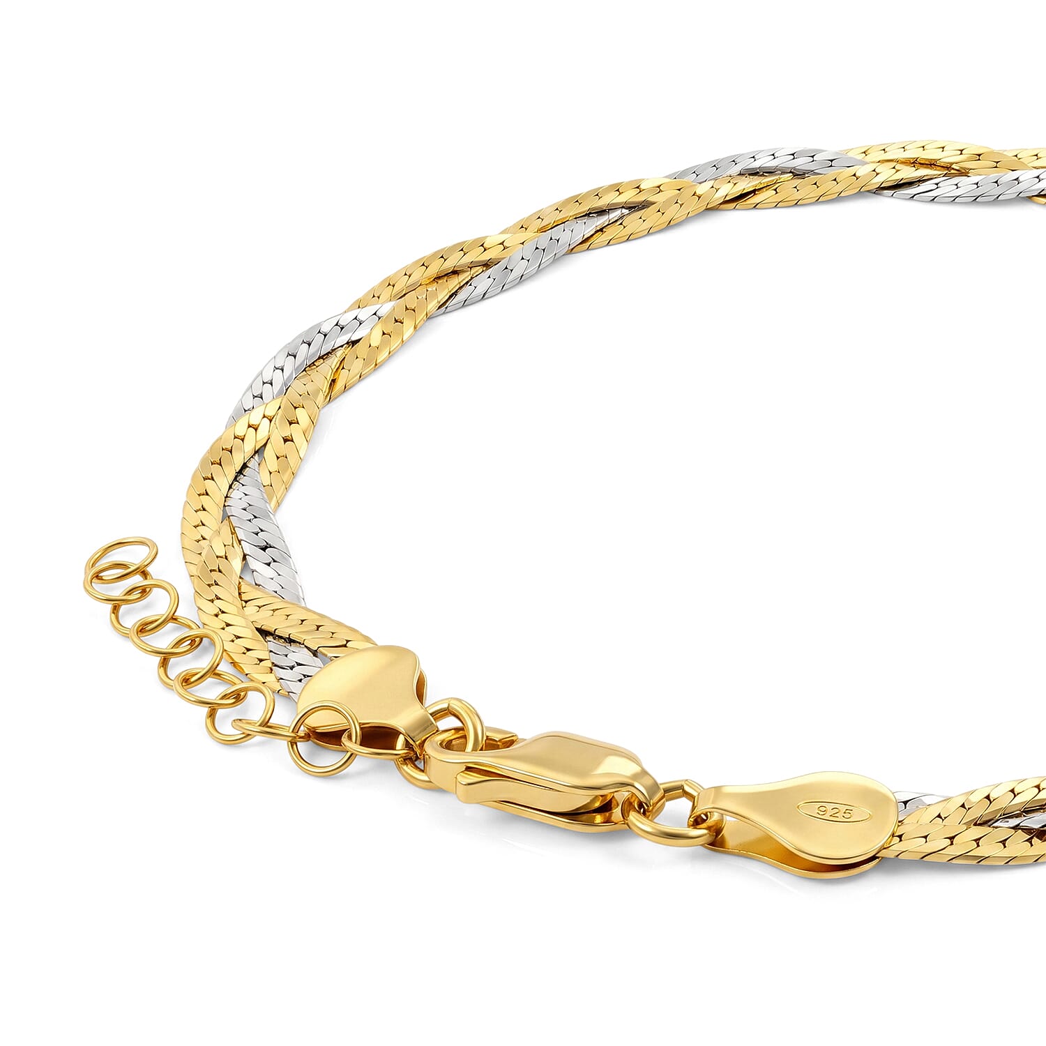 Italian 2mm Braided Chain Bracelet in 14K YG Over and Sterling Silver (7.00 In) 4.05 Grams