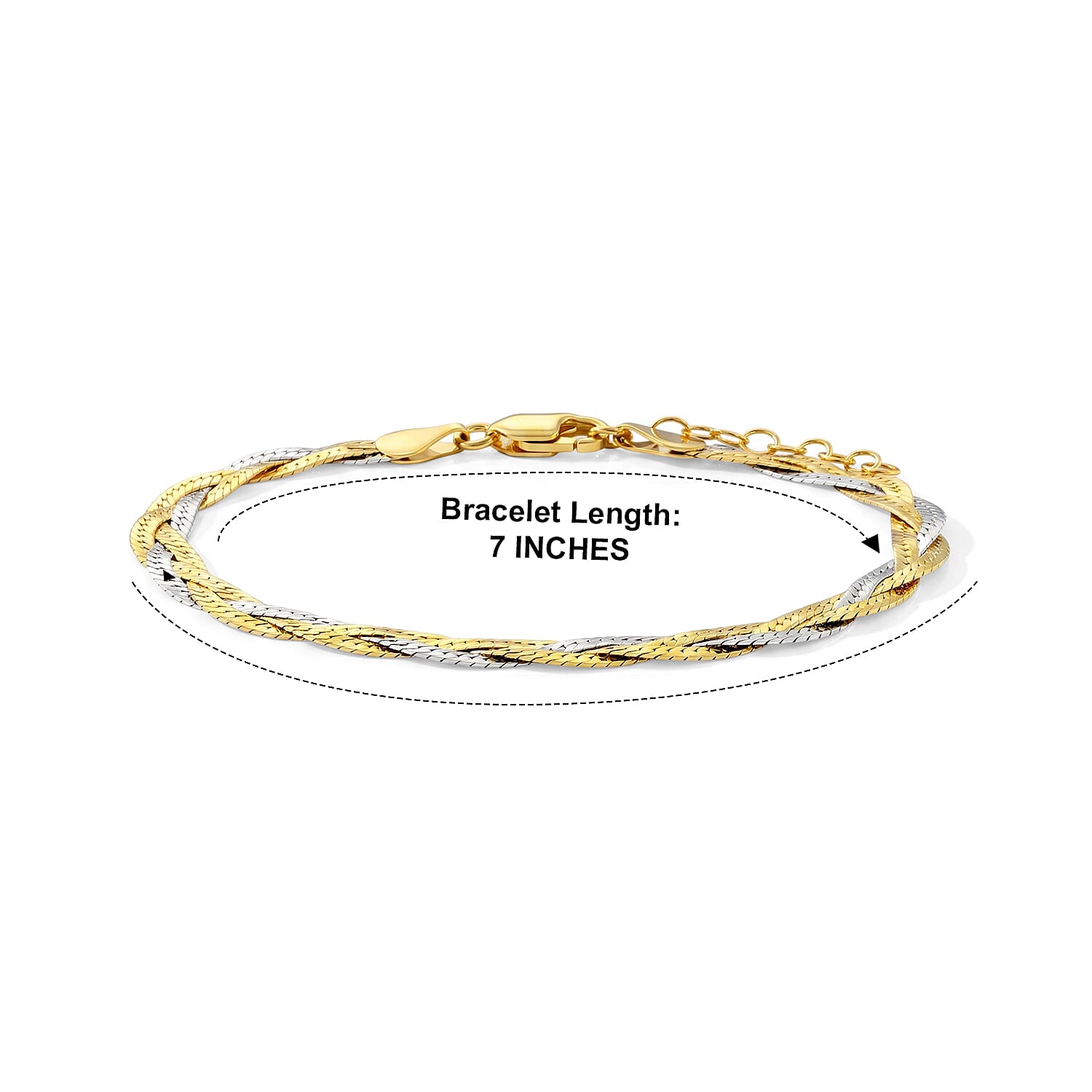 Italian 2mm Braided Chain Bracelet in 14K YG Over and Sterling Silver (7.00 In) 4.05 Grams