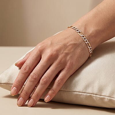 5mm Figaro Super Flat Chain Bracelet in 14K YG Over and Sterling Silver (7.00 In) 3.50 Grams