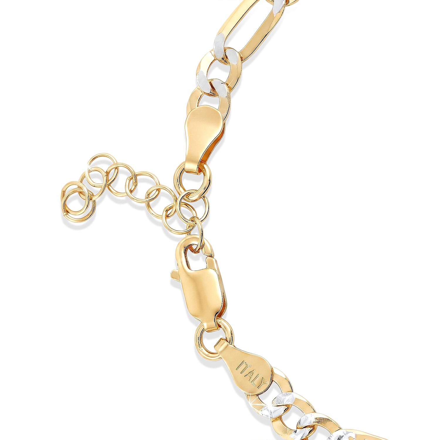 5mm Figaro Super Flat Chain Bracelet in 14K YG Over and Sterling Silver (7.00 In) 3.50 Grams