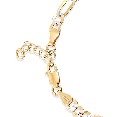 5mm Figaro Super Flat Chain Bracelet in 14K YG Over and Sterling Silver (7.00 In) 3.50 Grams