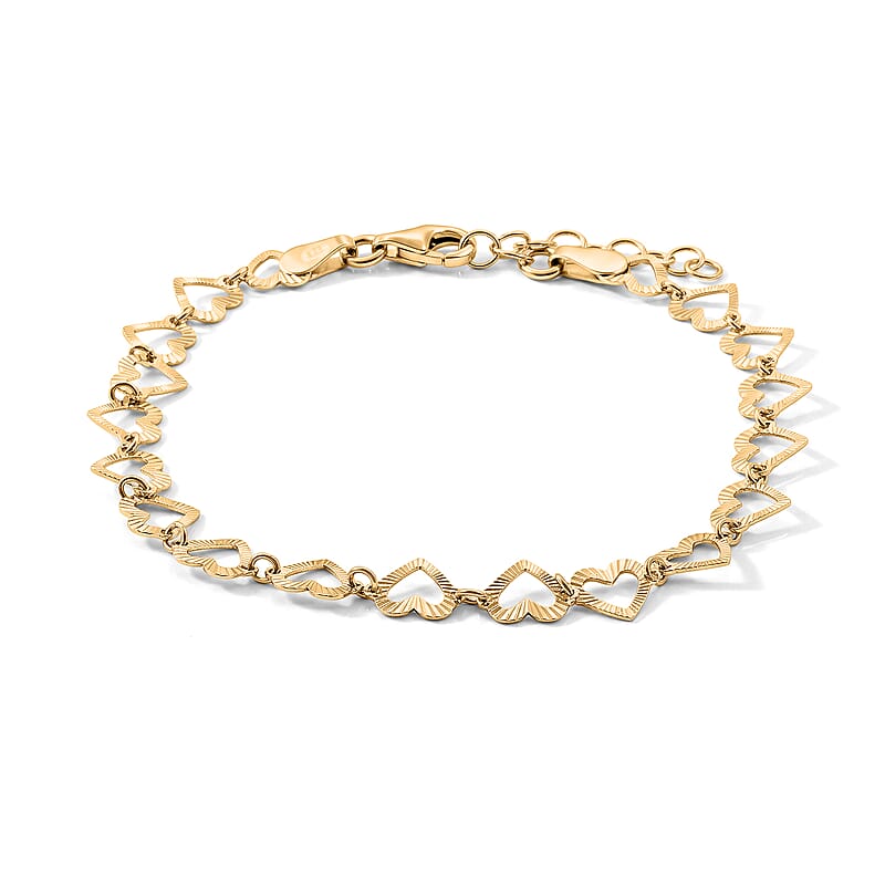 Italian 0.6mm Arte Cuore Chain Bracelet in 14K YG Over Sterling Silver (7.00 In) 2.20 Grams
