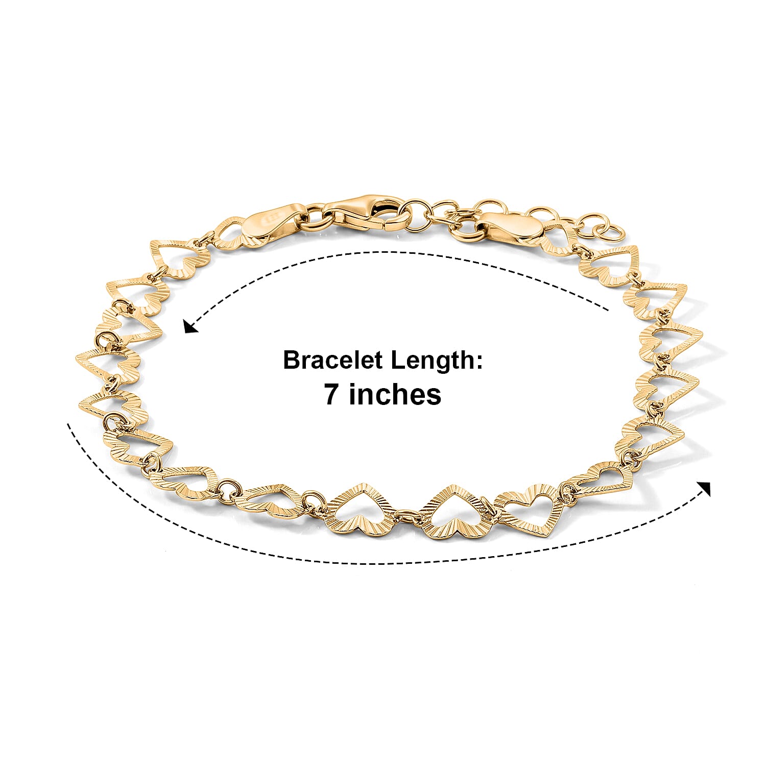 Italian 0.6mm Arte Cuore Chain Bracelet in 14K YG Over Sterling Silver (7.00 In) 2.20 Grams