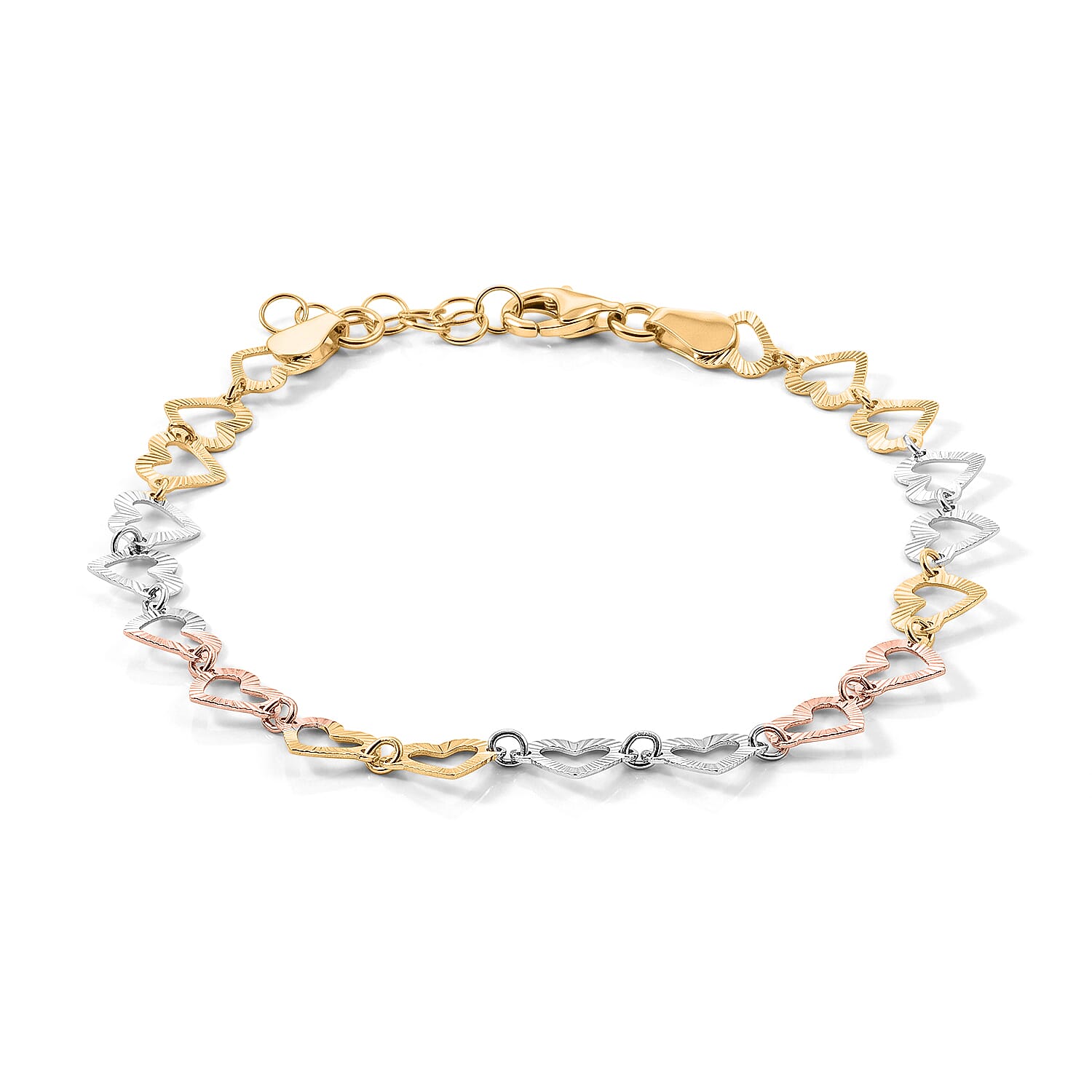 0.6mm Arte Cuore Chain Bracelet in 14K YRG Over and Sterling Silver (7.00 In) 2.20 Grams