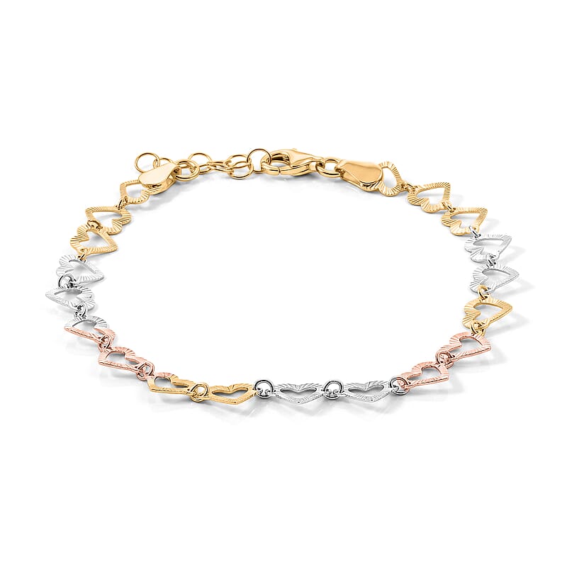 0.6mm Arte Cuore Chain Bracelet in 14K YRG Over and Sterling Silver (7.00 In) 2.20 Grams
