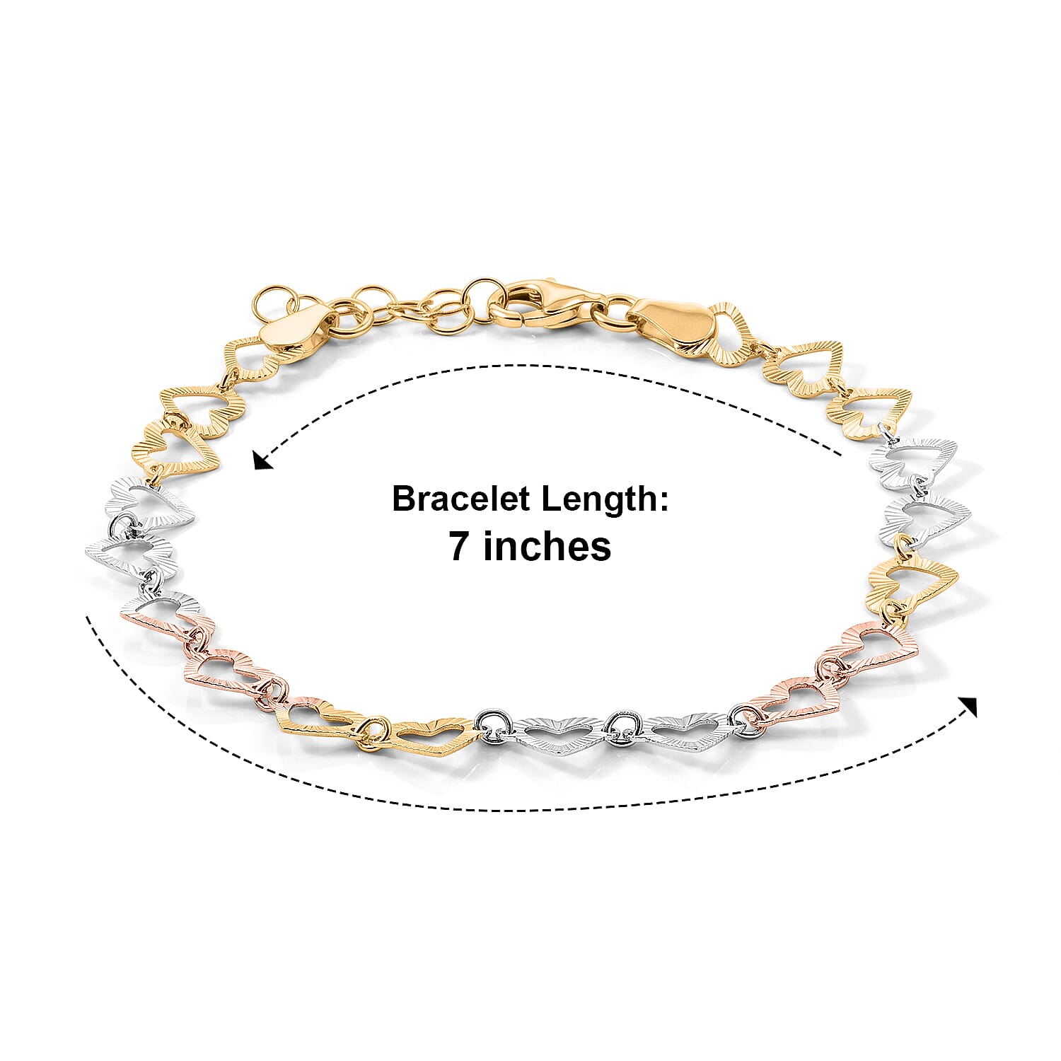 0.6mm Arte Cuore Chain Bracelet in 14K YRG Over and Sterling Silver (7.00 In) 2.20 Grams