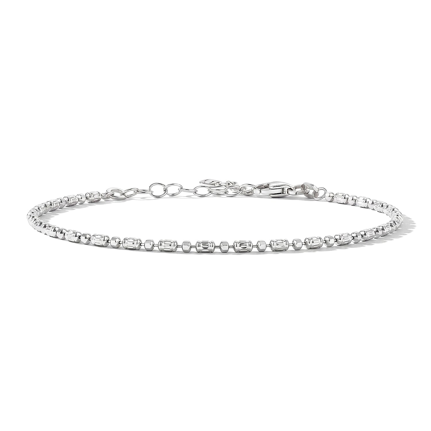 0.4mm CPSL/DC Typhoon Chain Bracelet in Rhodium Over Sterling Silver (7.00 In) 2.60 Grams