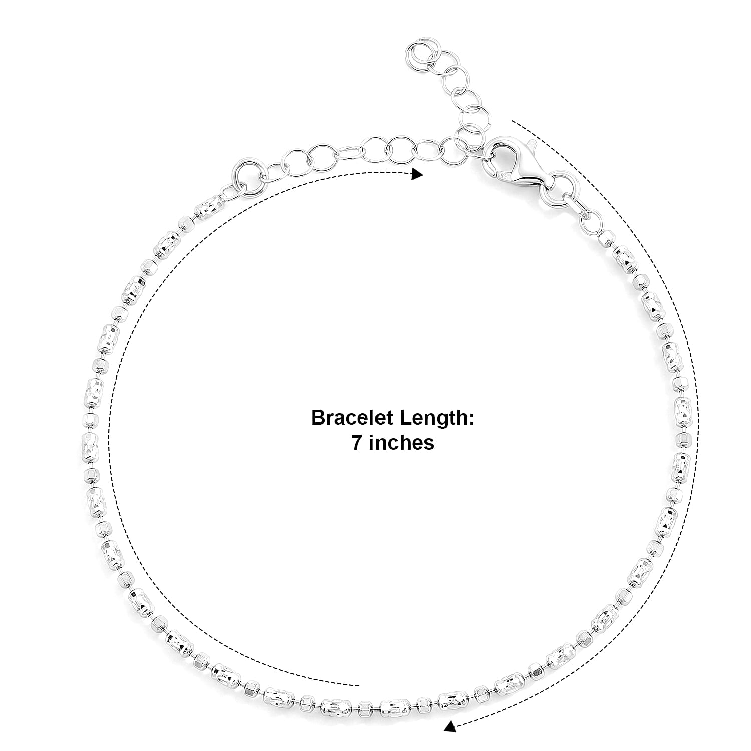 0.4mm CPSL/DC Typhoon Chain Bracelet in Rhodium Over Sterling Silver (7.00 In) 2.60 Grams