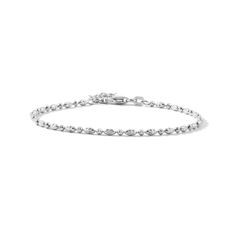 Italian 0.4mm CPOV JZ Moon Chain Bracelet in Rhodium Over Sterling Silver (7.00 In) 2.05 Grams