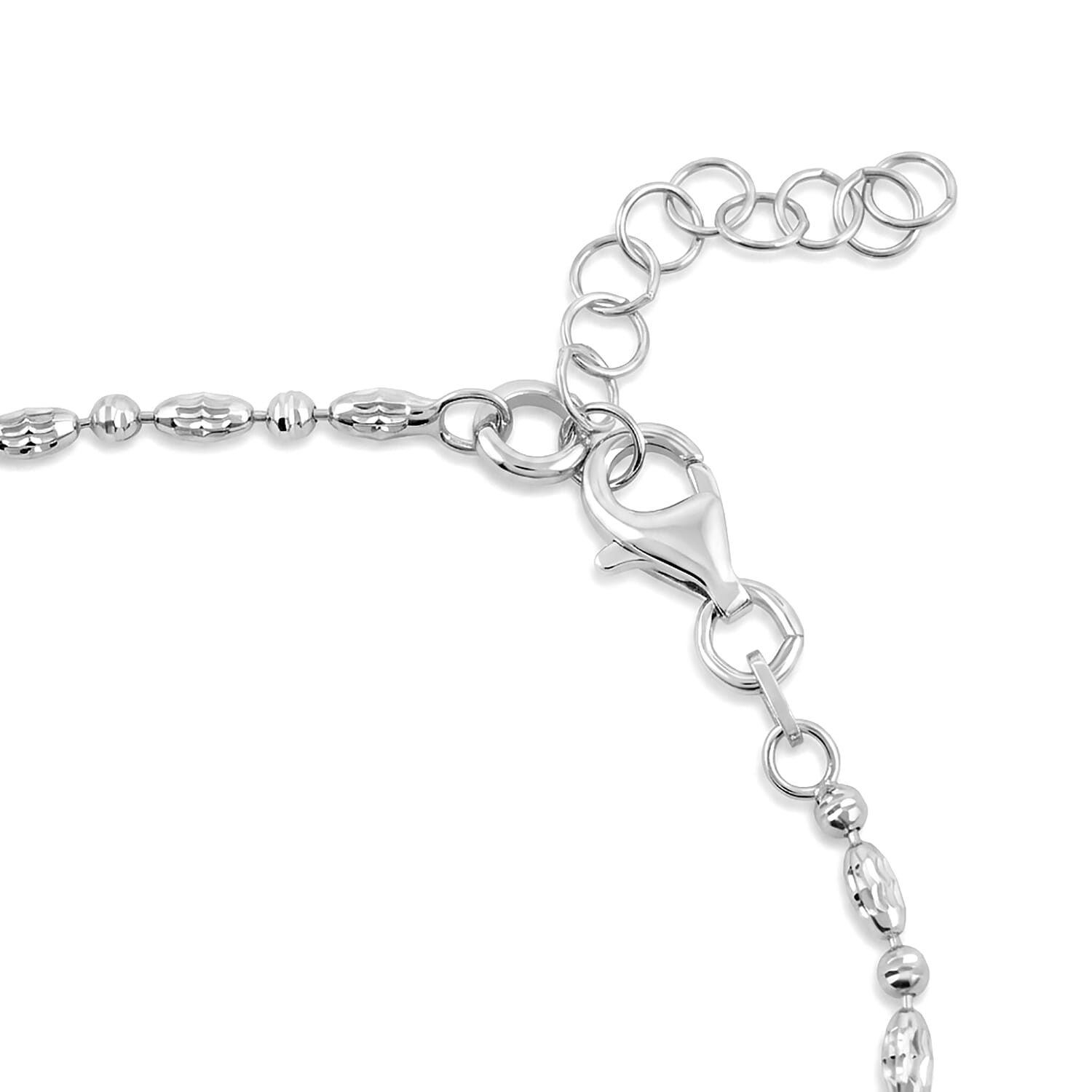 Italian 0.4mm CPOV JZ Moon Chain Bracelet in Rhodium Over Sterling Silver (7.00 In) 2.05 Grams