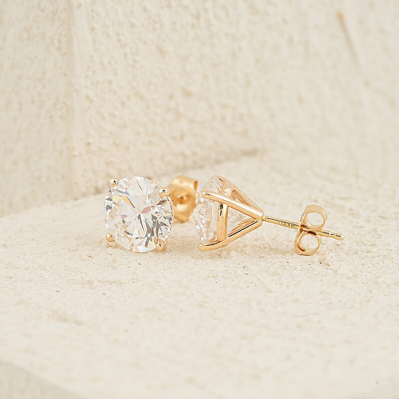 Luxuriant Lab Grown Diamond F-VS 5.00 ctw Stud Earrings in 14K Yellow Gold