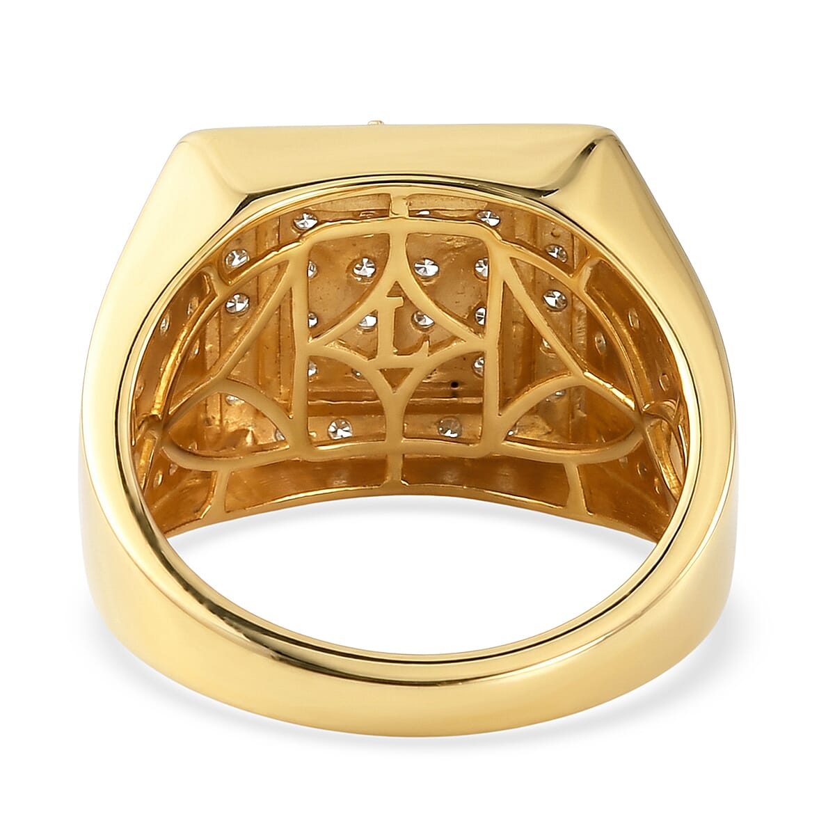 Luxuriant Lab Grown Diamond (G-H, SI) Men's Ring in 18K Vermeil YG Over Sterling Silver (Size 10.0) 2.00 ctw image number 4