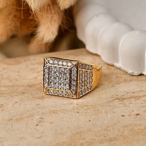 Luxuriant Lab Grown Diamond (G-H, SI) Men's Ring in 18K Vermeil YG Over Sterling Silver (Size 10.0) 2.00 ctw