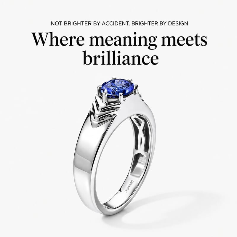 D'Joy Tanzanite 1.30 ctw Men's Ring in Rhodium Over Sterling Silver (Size 12.0)