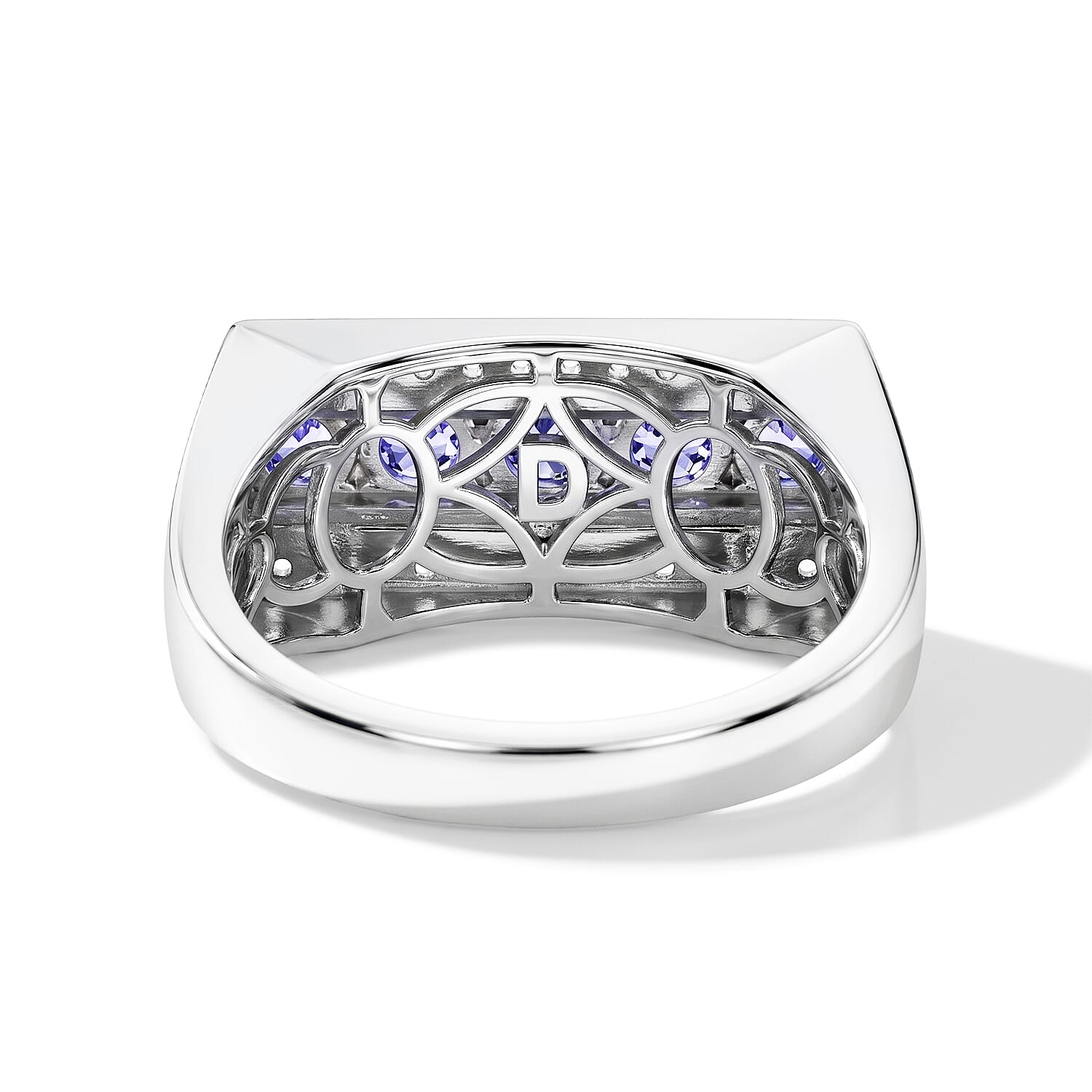 D'Joy Premium Tanzanite and White Zircon 2.00 ctw Men's Ring in Rhodium Over Sterling Silver (Size 10.0)
