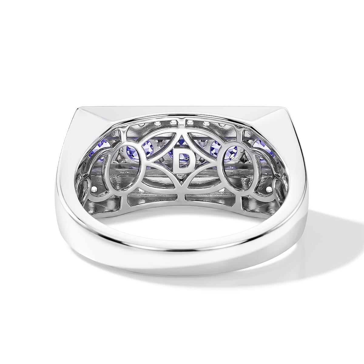 D'Joy Premium Tanzanite and White Zircon 2.00 ctw Men's Ring in Rhodium Over Sterling Silver (Size 10.0) (Del. in 10-12 Days) image number 4