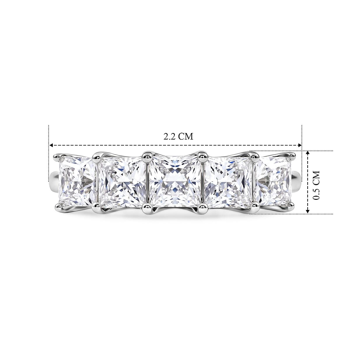 EverTrue Moissanite 1.75 ctw Five Element Ring in Platinum Bond (Size 10.0) image number 4