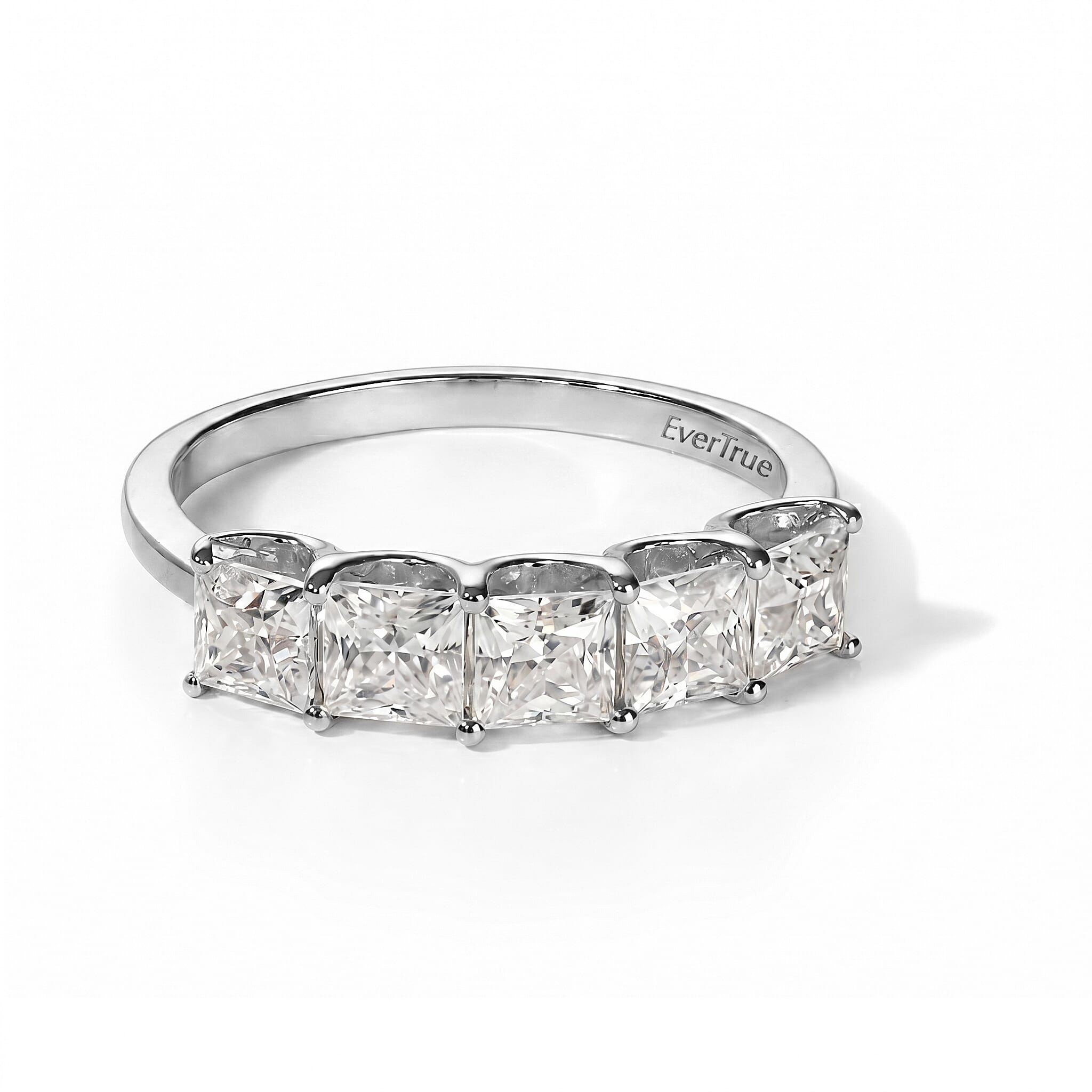 EverTrue Moissanite 1.75 ctw Five Element Ring in Platinum Bond (Size 5.0)