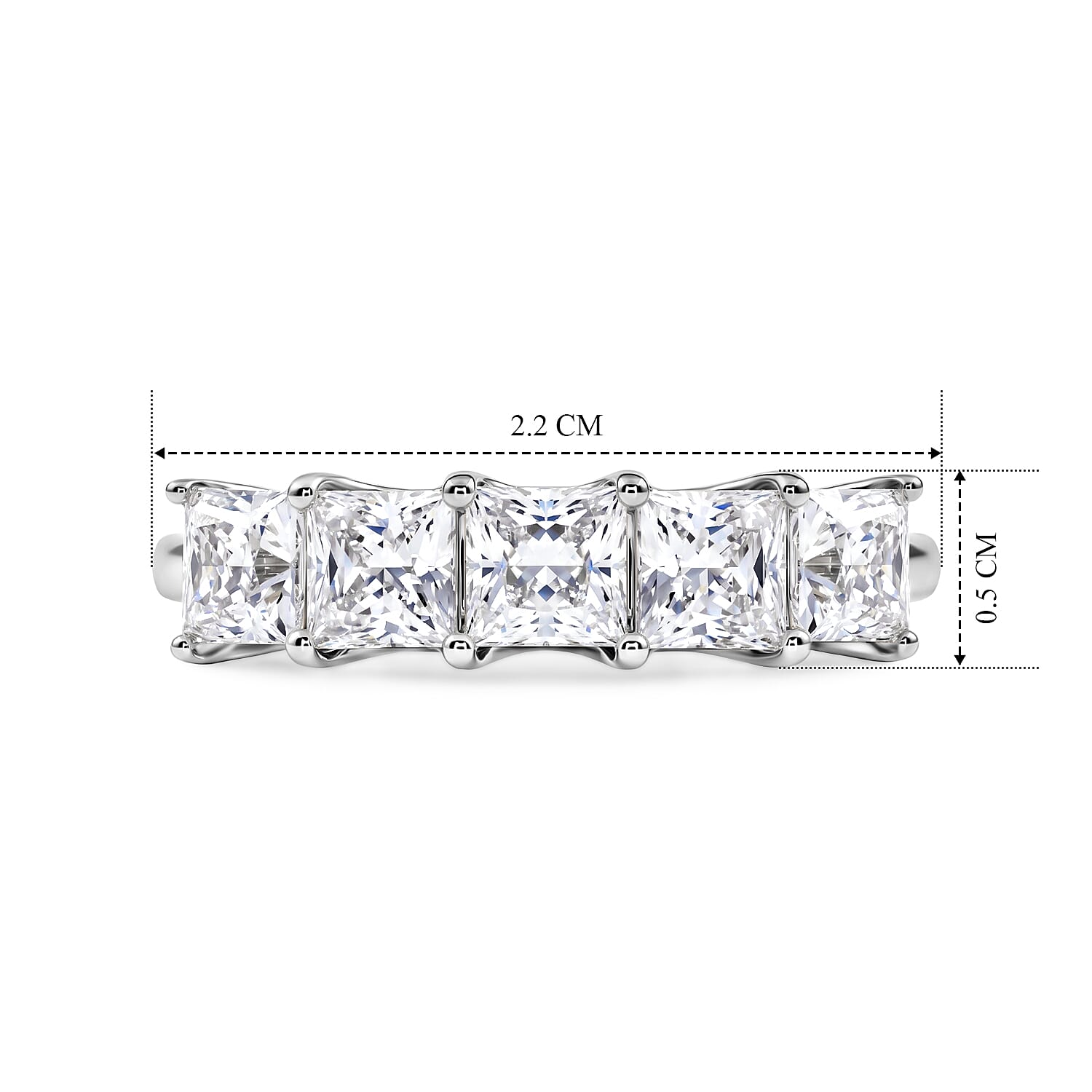 EverTrue Moissanite 1.75 ctw Five Element Ring in Platinum Bond (Size 5.0)