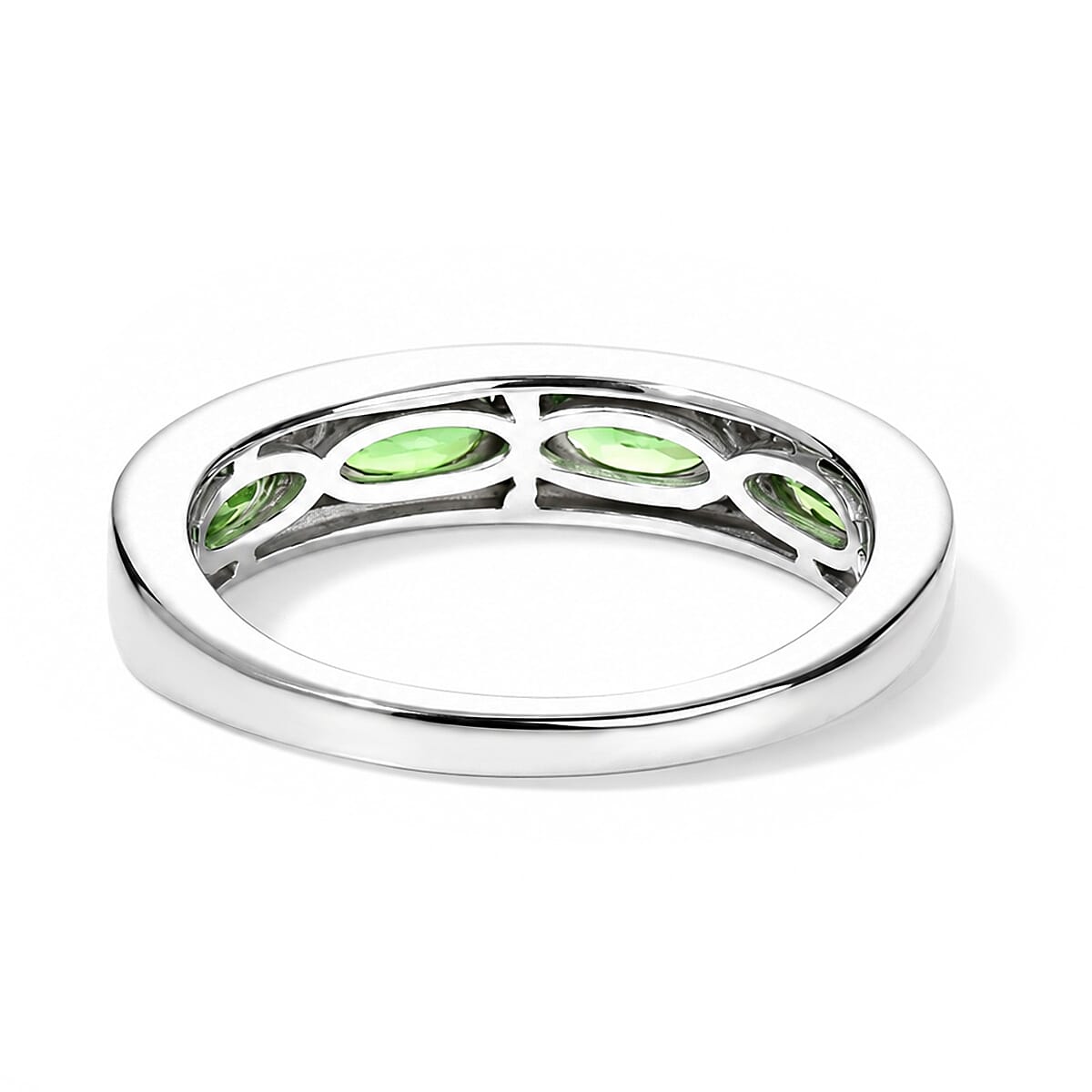 D'Joy Premium Tsavorite Garnet and Moissanite 1.10 ctw Band Ring in Rhodium Over Sterling Silver (Size 7.0)