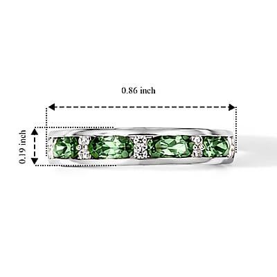 D'Joy Premium Tsavorite Garnet and Moissanite 1.10 ctw Band Ring in Rhodium Over Sterling Silver (Size 7.0)