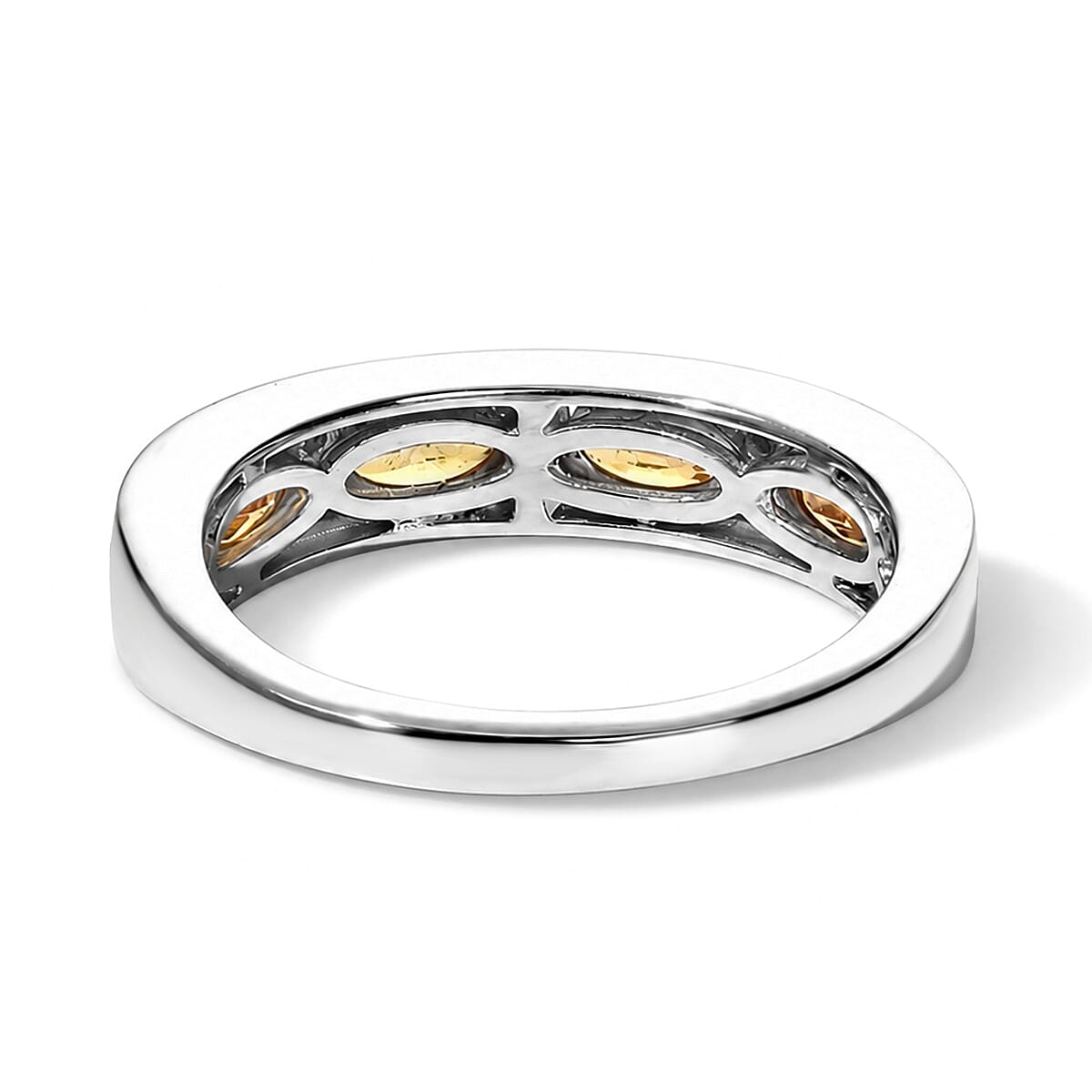 D'Joy Premium Spessartine Garnet and Moissanite 1.30 ctw Band Ring in Rhodium Over Sterling Silver (Size 7.0)