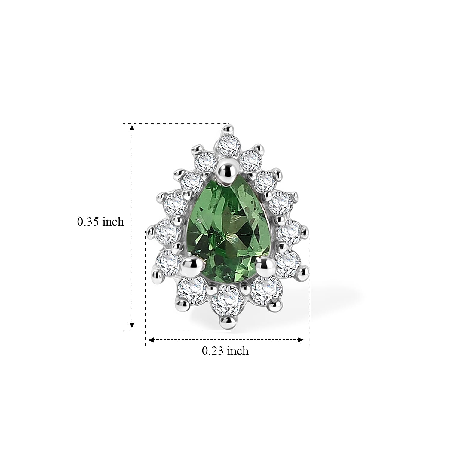 D'Joy Tsavorite Garnet and White Zircon 0.60 ctw Stud Earrings in Rhodium Over Sterling Silver