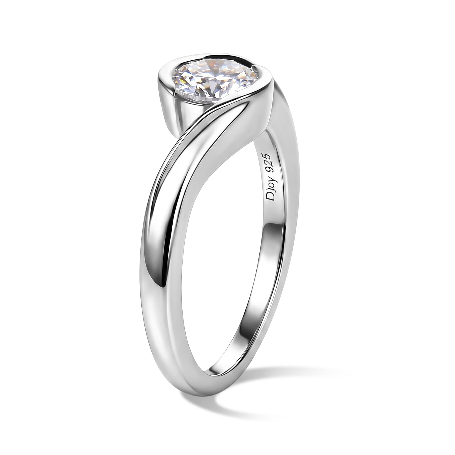 D'Joy Moissanite 0.75 ctw Ring in Rhodium Over Sterling Silver (Size 8.0)