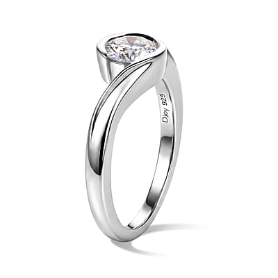 D'Joy Moissanite 0.75 ctw Ring in Rhodium Over Sterling Silver (Size 8.0)