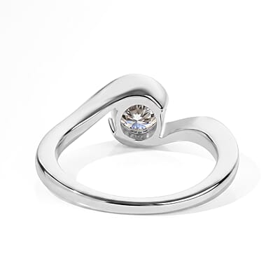 D'Joy Moissanite 0.75 ctw Ring in Rhodium Over Sterling Silver (Size 8.0)