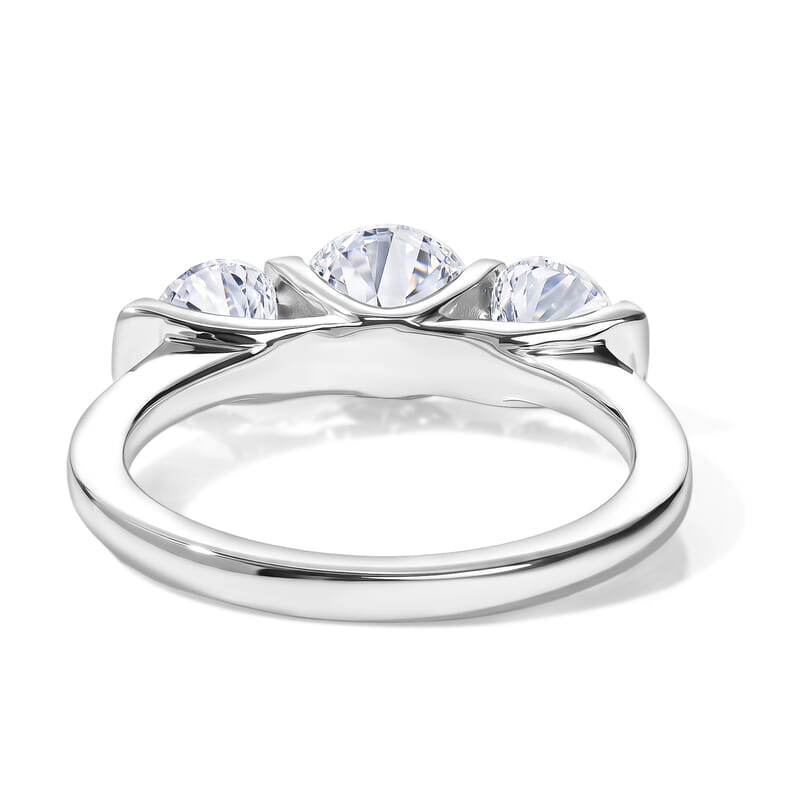 D'Joy Moissanite 1.70 ctw 3 Stone Ring in Rhodium Over Sterling Silver (Size 8.0)