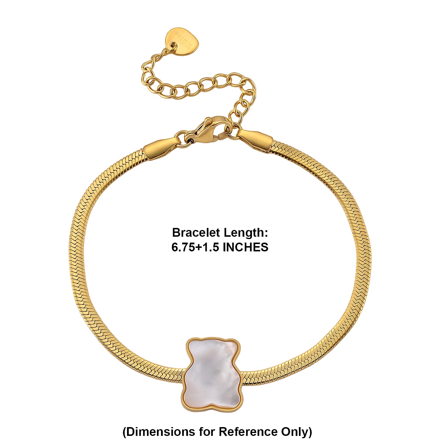 White Shell Pearl Bear Bracelet in ION Plated YG Stainless Steel (6.75-7.25In)