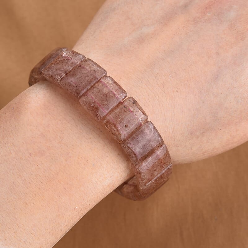 Strawberry Quartz 192.00 ctw Section Stretch Bracelet