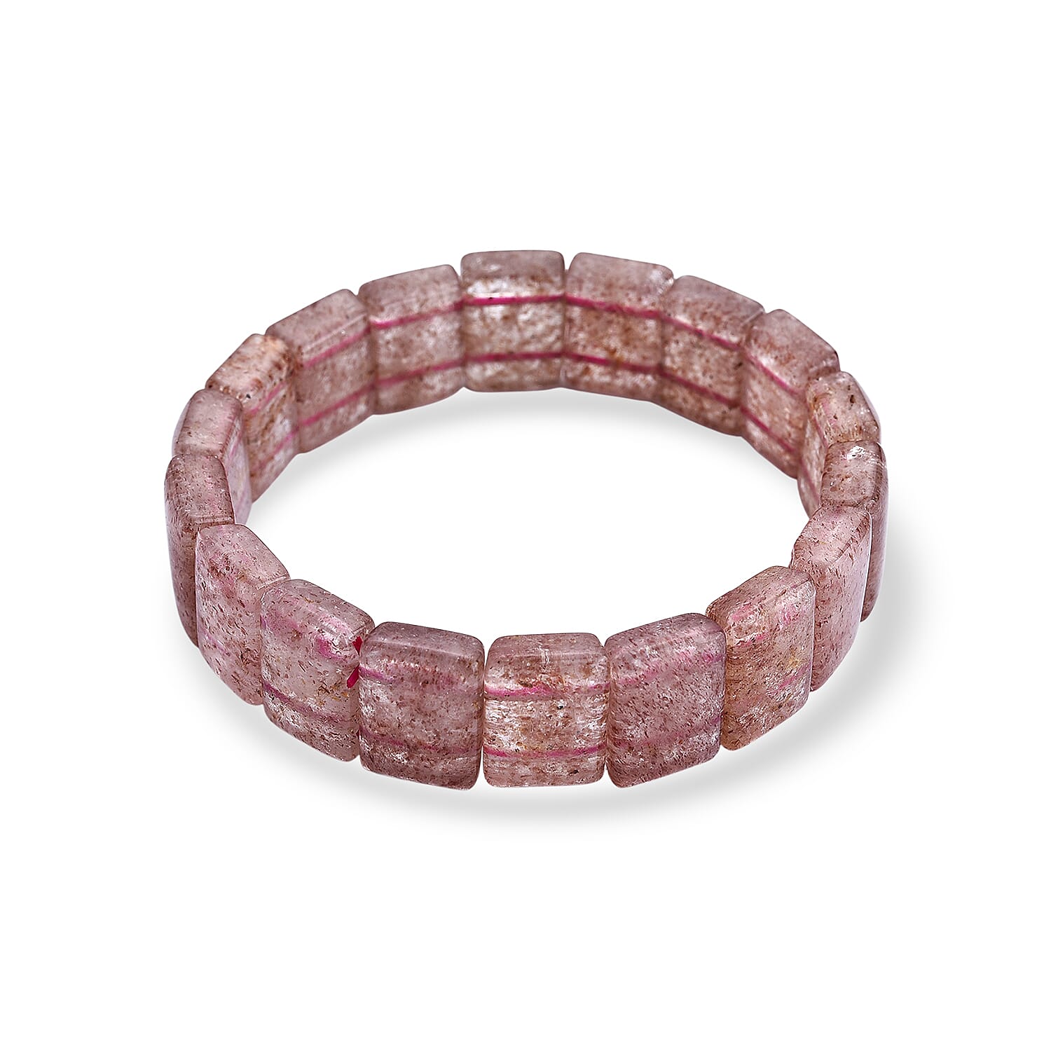 Strawberry Quartz 192.00 ctw Section Stretch Bracelet