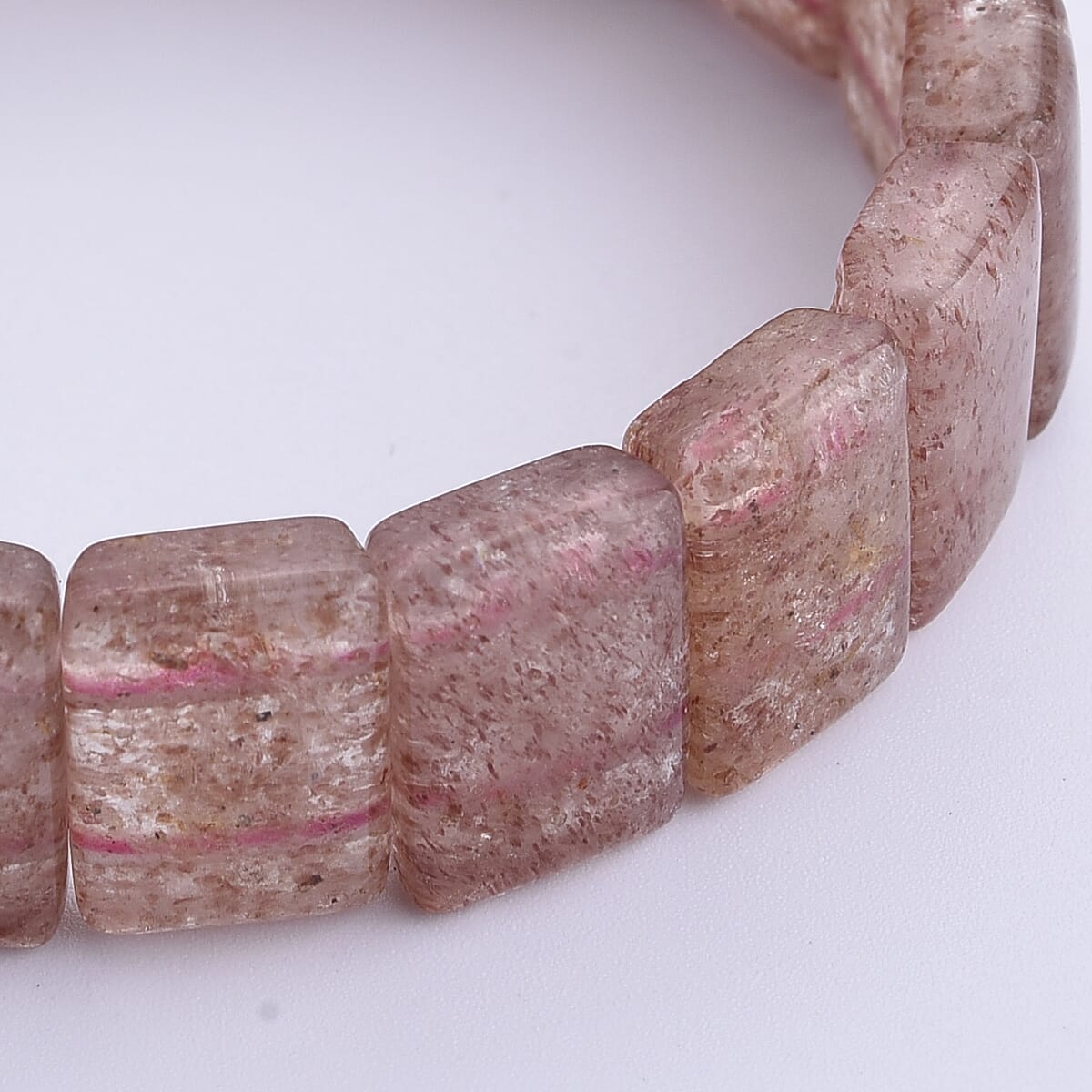 Strawberry Quartz 192.00 ctw Section Stretch Bracelet image number 3