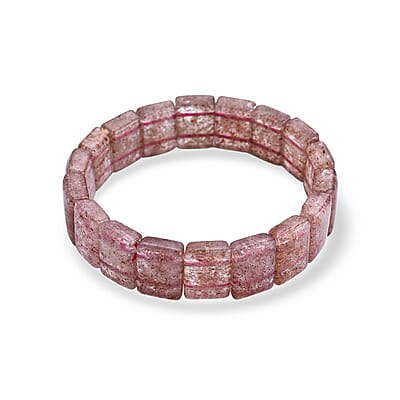 Strawberry Quartz 192.00 ctw Section Stretch Bracelet