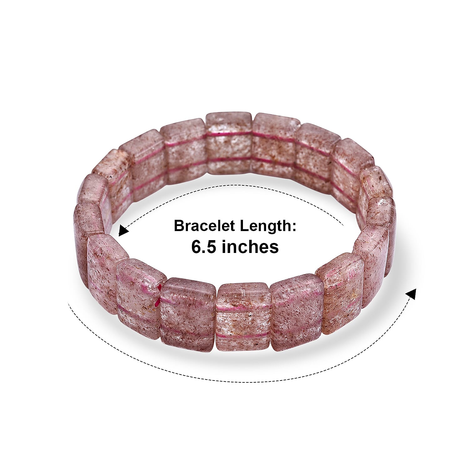 Strawberry Quartz 192.00 ctw Section Stretch Bracelet