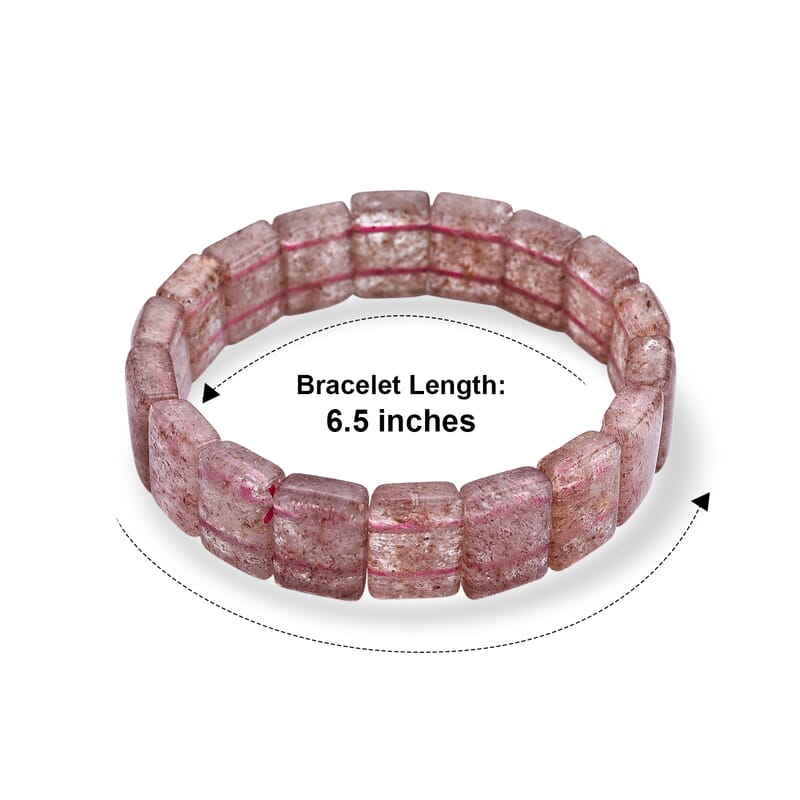 Strawberry Quartz 192.00 ctw Section Stretch Bracelet