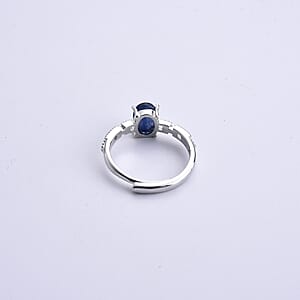 Kyanite and Simulated Diamond 0.60 ctw Ring in Silvertone (Adjustable)