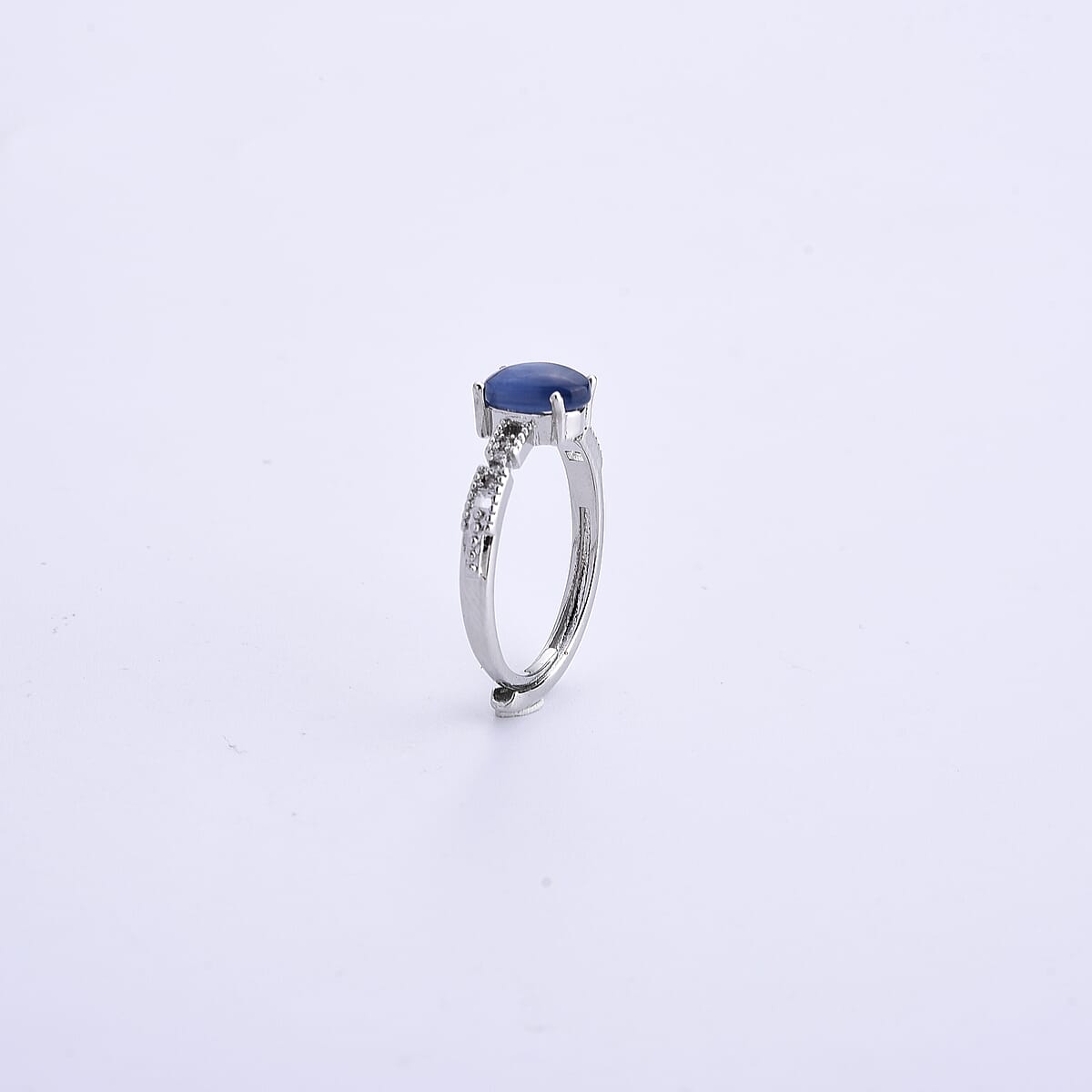Kyanite and Simulated Diamond 0.60 ctw Ring in Silvertone (Adjustable) image number 3