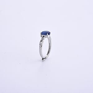 Kyanite and Simulated Diamond 0.60 ctw Ring in Silvertone (Adjustable)