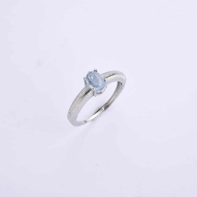 Aquamarine 0.60 ctw Ring in Silvertone (Adjustable)